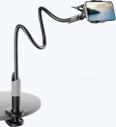 SAIJI Gooseneck Bed Phone Holder, Flexible Long Arm Phone Mount for Desk, Clip Bracket Clamp Stan...