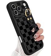 Jefonha Compatible with Phone 17 Pro Max Case with Finger Hand Strap for Girls Women, Cute Checke...