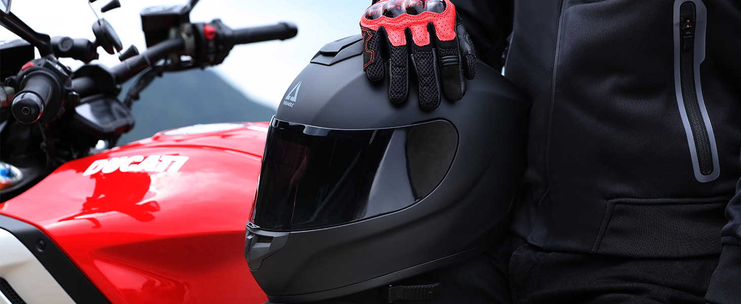 matte full face helmet with tinted visor