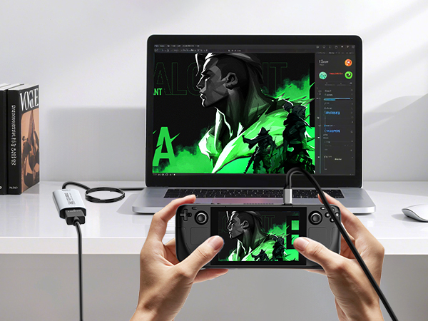 Series of product shots showing a digital display with neon green graphics against black background, mounted on what appears to be a clear lens or display device