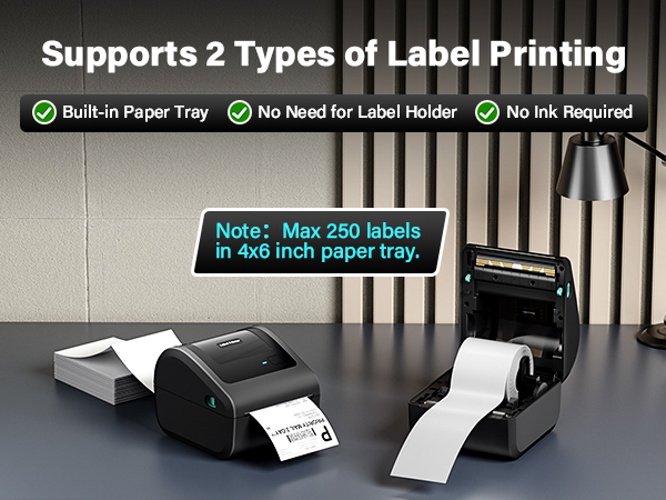 Bluetooth Shipping Label Printer, D450 Thermal Label Printer for Address Postage Small Business