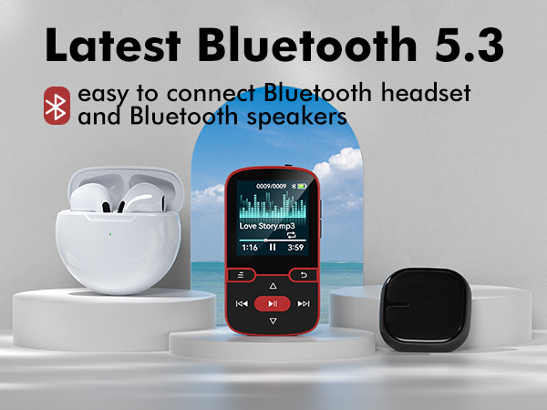 64GB Clip MP3 Player with Bluetooth 5.3, Portable Music Player with Voice Recorder