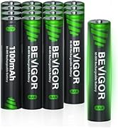 BEVIGOR Rechargeable AAA Batteries,1100mAh High Capacity 1.2V 1500 Cycle NiMH Low Self Discharge ...