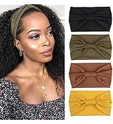 Kachanaa 4 Pack Wide Headbands for Women - Non-Slip Soft Elastic Wide Headbands Ideal for Yoga, W...
