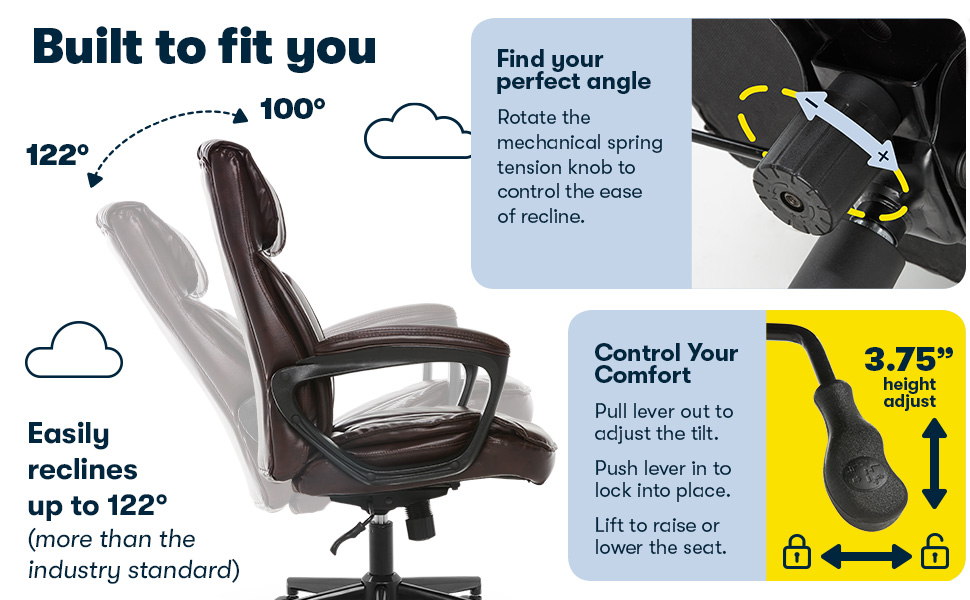 Serta, Office Chair, Comfort, Control, Ergonomic, Adjust, Back In Motion, Armrest, Posture, Strength