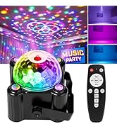 Laucnpty Disco Ball Party Lights Sound Activated Strobe DJ Stage Lighting for Indoor Room Outdoor...