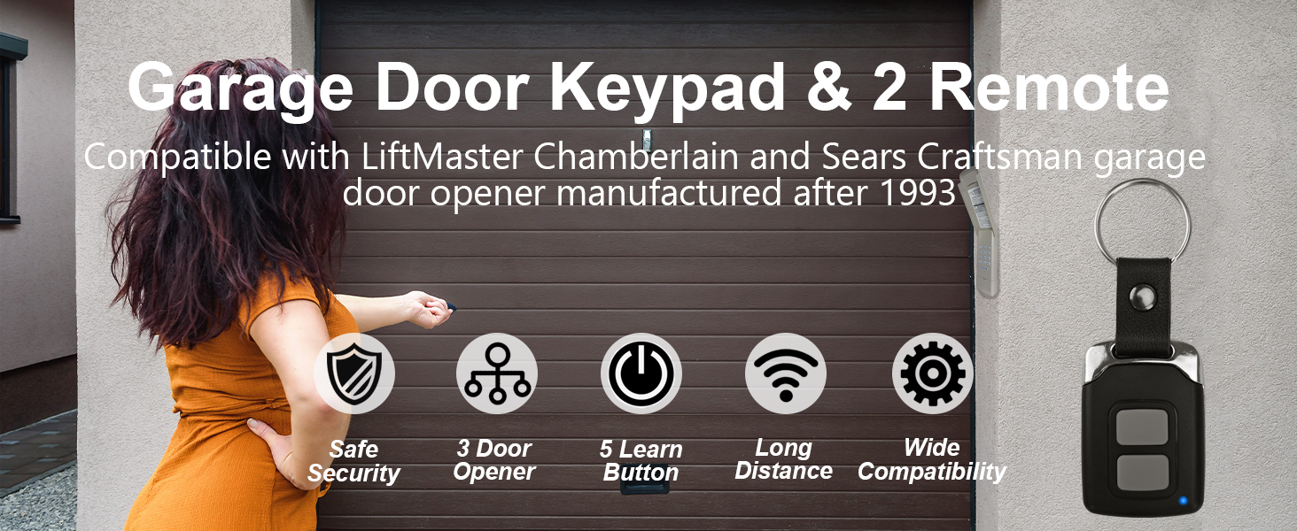 for Chamberlain LiftMaster Craftsman Garage Door Opener Keypad &amp;amp; Remote Universal
