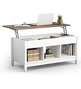 Tangkula Wood Lift Top Coffee Table, Modern Coffee Table w/Hidden Compartment and Open Storage Sh...