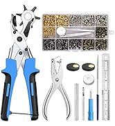 Kamtop Leather Hole Punch Set, 240 PCS Leather Double Cap Rivets with Heavy Duty Punch Plier, Bel...