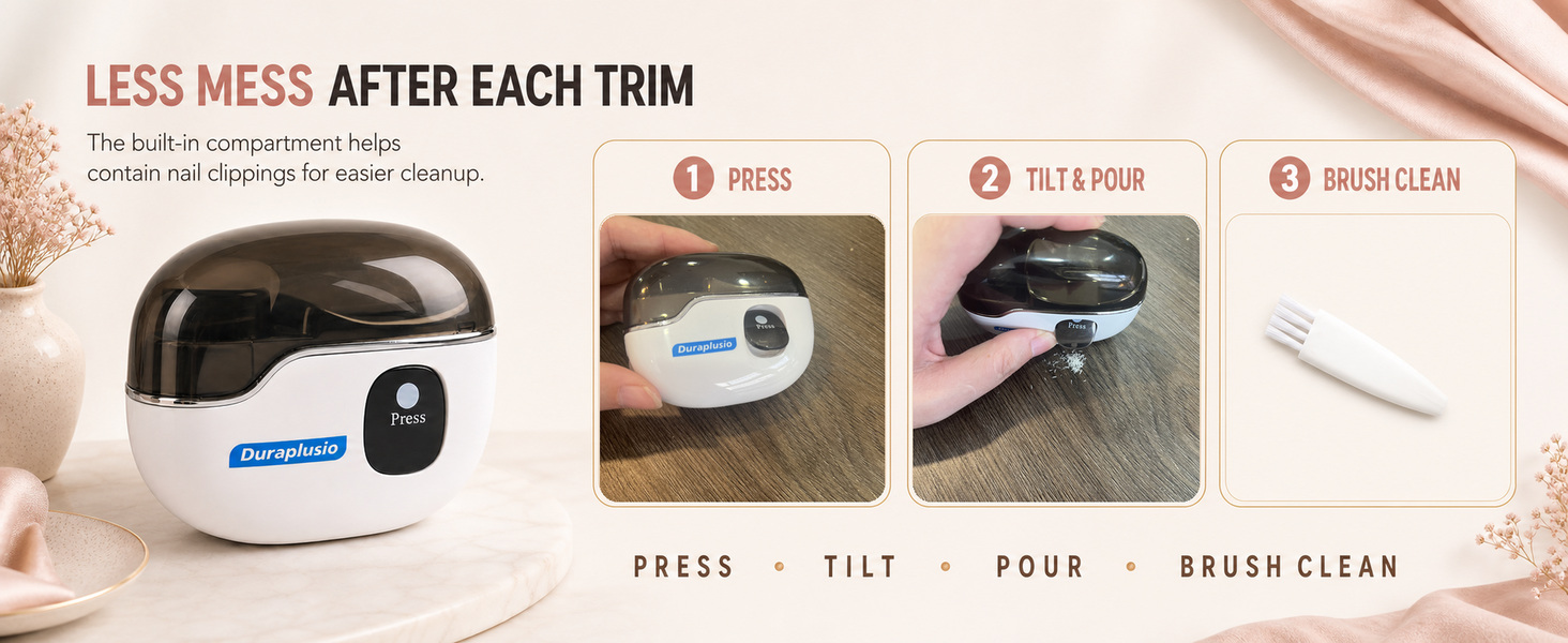 less mess after each trim the built-in compartment helps contain nail clippings for easier cleanup