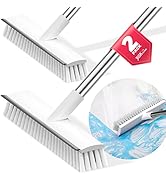 JIGA 2 Pack Floor Scrub Brush with Long Handle, 2 in 1 Scrape Brush Stiff Bristle Brush Scrubber,...