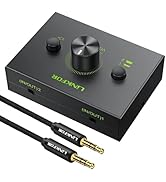 LiNKFOR 2 Ports 3.5mm Stereo Audio Selector Box with 3.5mm Audio Cable Support 1 in 2 Out / 2 in ...