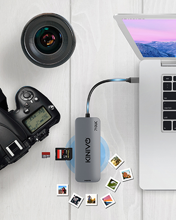 kinivo 710uc usbc hub dvi cable card readers 4k thunderbolt 3 10FT 3m multi port audio video monitor