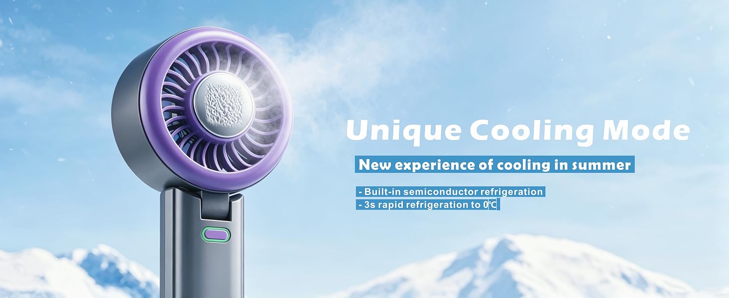 Portable Handheld Fan 5 Wind Speed Cooling Ice Compress Personal Fan with Hook