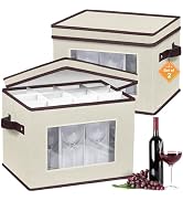 homyfort 2 Pack Wine Glass Storage Box with Dividers, Stemware Storage Case Organizer, China Crys...