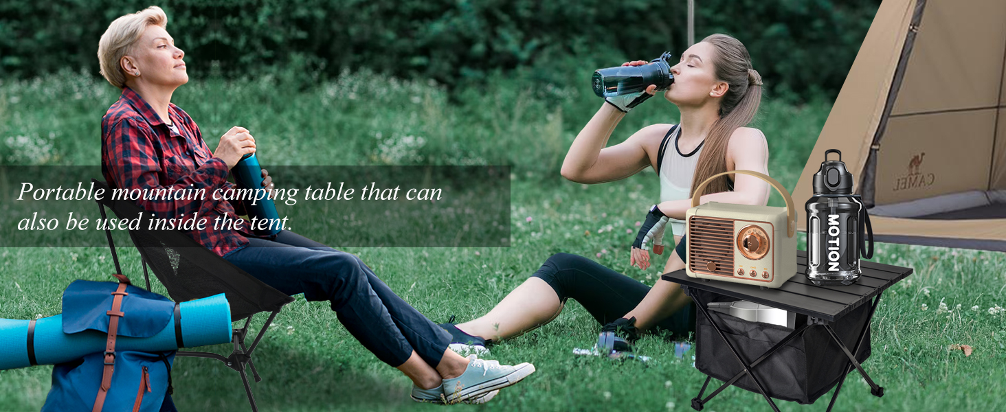 hiking or camping with the portable tables