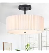 Bargeni Semi Flush Mount Ceiling Light,12.5 inch Ceiling Light Fixture,Black Flush Mount Light Fi...