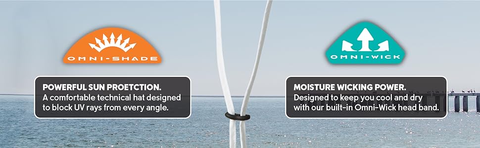 Omni-Shade UPF sun protection with a full brim to block harmful UV rays