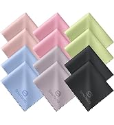 SmoTecQ 12 Pack Microfiber Lens Cleaning Cloths – Ultra-Soft, Scratch-Free Eyeglass Cloths for Gl...