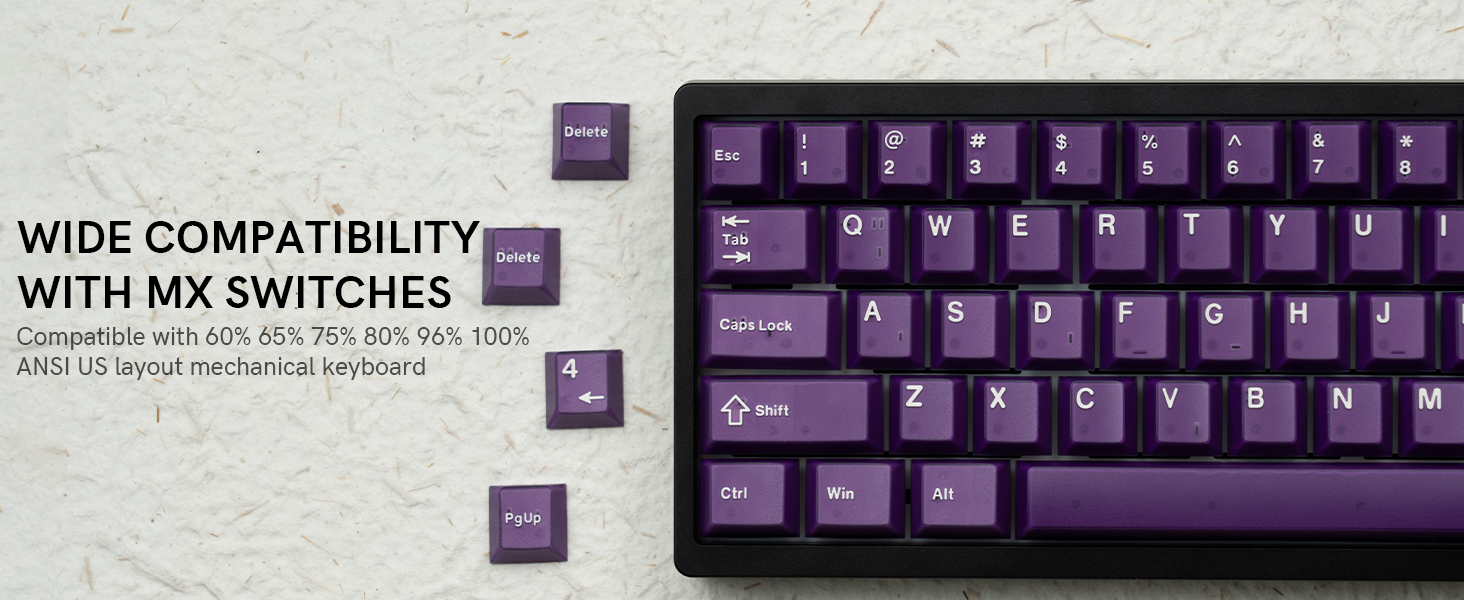Purple Jade keycaps,Double Shot PBT keycaps Jelly Set,Ceramic Custom Keycap Translucent