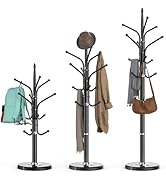 HzTinT Heavy Duty Coat Rack with Marble Base, Freestanding Hall Coat Tree with 12 Hooks and 3 Adj...