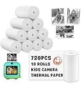 720Pcs Thermal Paper for Kids Camera Instant Print, 57x25mm Instant Print Paper, 10 Rolls Kids Ca...
