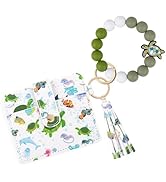 elephtree Wristlet Wallet Keychain,Beaded Silicone Bracelet PU Leather Card Holder Tassel Key Rin...