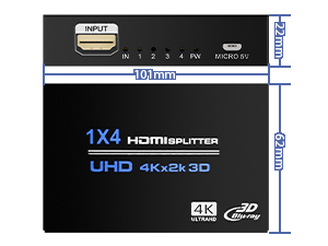 1 in 4 Out HDMI Splitter Audio Video Distributor Box Support 3D &amp; 4K x 2K Compatible for HDTV, STB