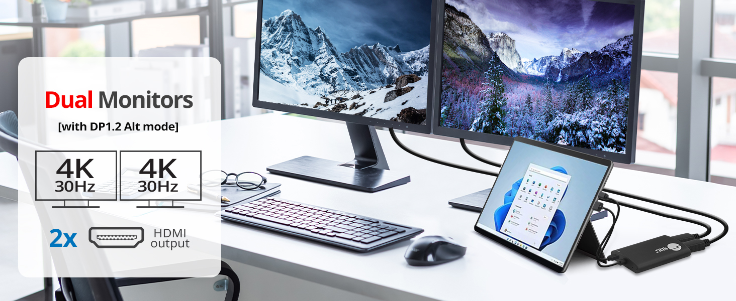 siig cedp0l11s1 mini displayport 1.2 to 2 port hdmi mst splitter dual monitors