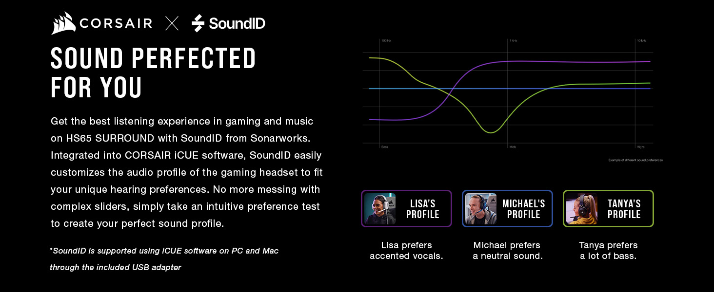 SoundID, icue, surround headset, dolby headset, dolby audio headset