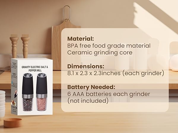 KIARYUOLL Gravity Electric Salt And Pepper Grinder Set
