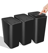 Kssvzz 3 Pack Small Bathroom Trash Can with Lid - 10L/2.6 Gallon Slim Garbage Bin, Dog Proof Tras...