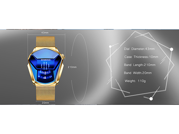 Creative Fashion Blue LED Binary Digital Watches Men's Stainless Stee