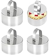 Uncle Jack 4Pack Round Cake Ring Mold, Stainless Steel Cookie Rings For Baking, Cake Ring Mold fo...