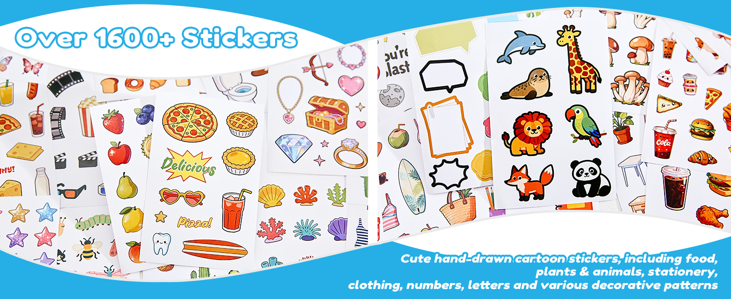 800+ Cute Stickers for Kids, 60-Page Sticker Book with Funny, Aesthetic &amp;amp; Scrapbook Stickers