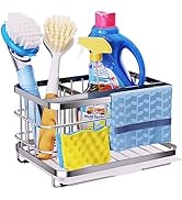 Consumest Kitchen Sink Organizer Sink Caddy with Cloth Holder &amp; Drip Tray, 304 Stainless Steel Si...