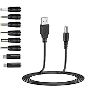 LIANSUM USB to DC 5V Power Cord, Universal DC 5.5x2.1mm Cable with 8 Connectors (6.4x4.4, 5.5x2.5...