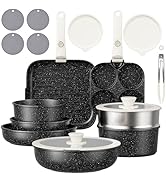 Pots and Pans Set - 19PCS Induction Cookware Set Detachable Handle Nonstick Kitchen Cookware Sets...