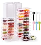 AYAYGD 50PCS Reusable Snack Containers with Lids,2 Compartment Snack Containers with 50 Spoons,Sn...