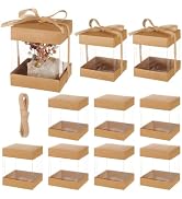 BENECREAT 10 Pcs Clear Plastic Gift Box with Kraft Paper Lid, Rectangle Gift Packaging Boxes with...