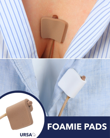 Text reads 'URSA' on a light blue and white background showing a close-up of what appears to be fabric or textile material.