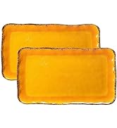 LEHAHA Melamine Farmhouse Rectangular Serving Platter Sets, 17.5" x 10" Melamine Large Serving Tr...