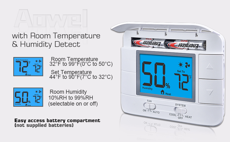 Non-Programmable Thermostats with Room Temperature &amp; Humidity Detect