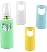 4 Pack Silicone Sleeves for Dr Brown's Glass Baby Bottles, Anti Breakage Baby Bottle Holder, Comp...