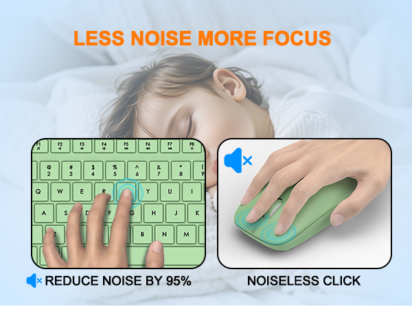 Wireless Keyboard and Mouse Combo, Full Size Silent Ergonomic Keyboard Mouse