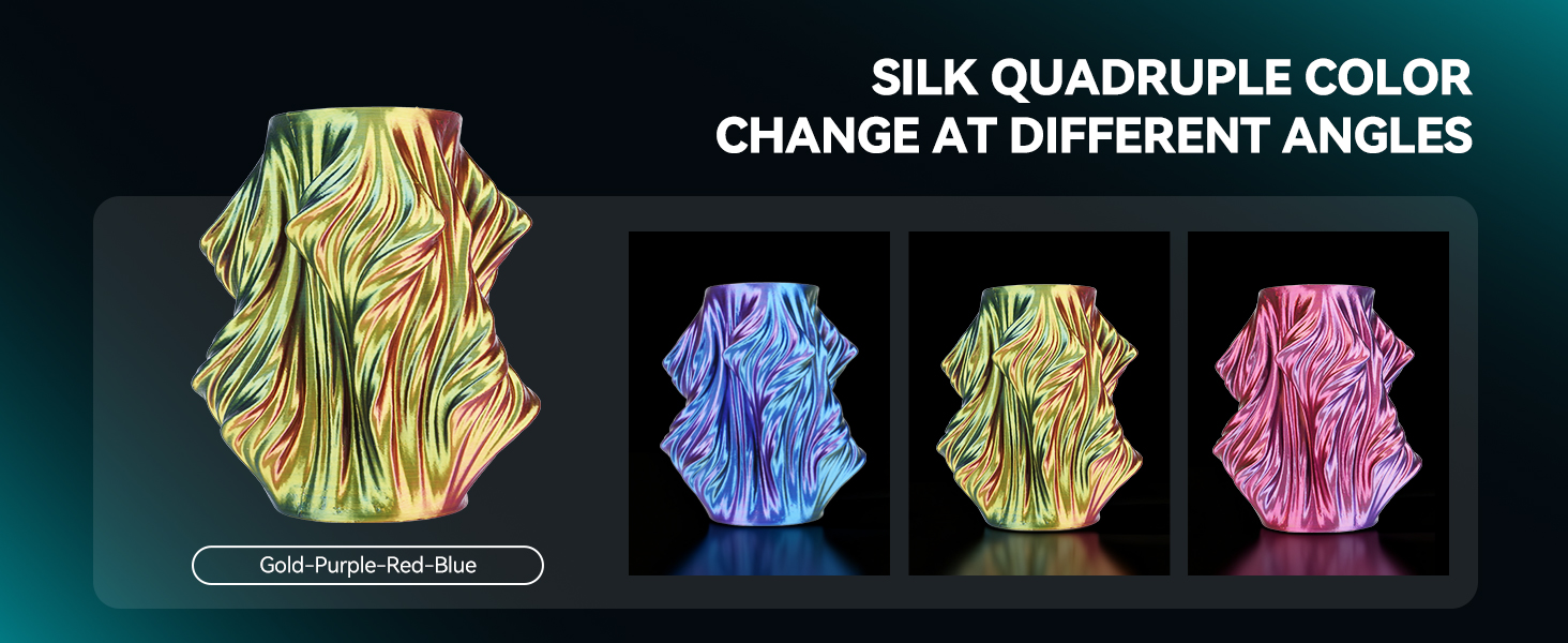 sunlu 3d printer filament quadruple silk filament color changing multicolored multi color sunlu silk