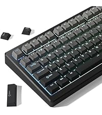 Womier Black Keycaps for Mechanical Keyboard, Shine Through Key caps PBT Custom Keycap Doubleshot, U...