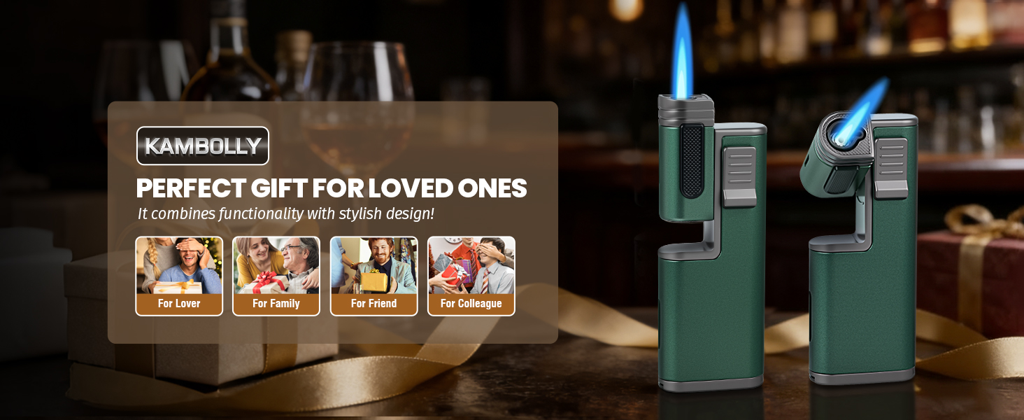 KAMBOLLY Cool Torch Lighter, Refillable Butane Jet Flame Lighters