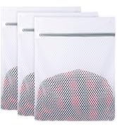 Vivifying Mesh Laundry Bags for Delicates, 3Pcs Honeycomb Mesh Wash Bags with Zipper for Washing ...