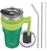 Konokyo 30 oz Tumbler with Handle and 2 Straw 2 Lid, Insulated Water Bottle Stainless Steel Vacuu...